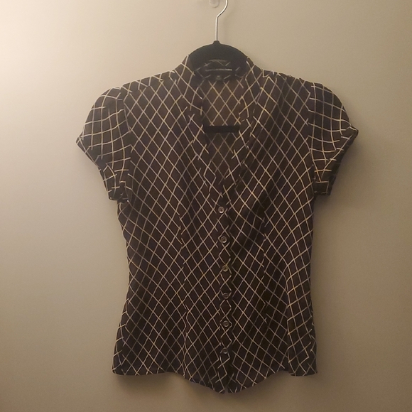 Express Brown and White Diamond Pattern Shirt - Picture 1 of 5